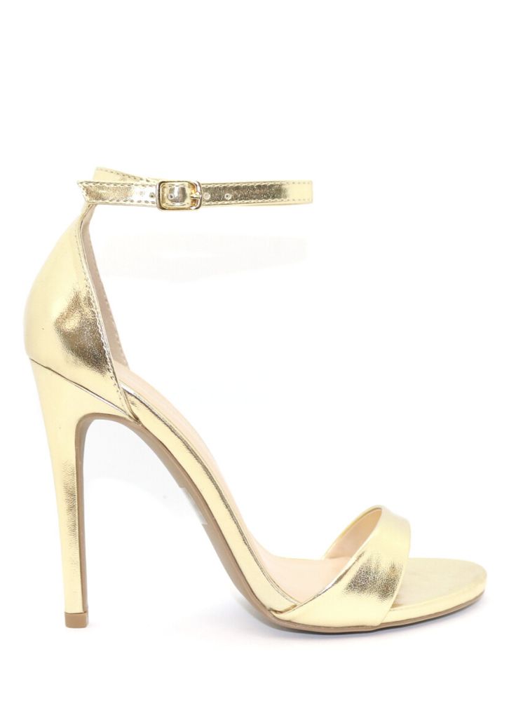 Women's basic strappy gold heels that are used got going out shoes. Ali gold heel is a simple and elegant formal gold shoe that can be worn to weddings and used for bridesmaid shoes so all can have matching shoes. Chic Gold Sandals With Sculpted Heel, Sleek Gold Heels With Single Toe Strap, Spring Gold Heels With Padded Heel, Gold High Heel Sandals With Sculpted Heel, Gold Sandals With Sculpted High Heel, Chic Gold Sandals With Wrapped Heel, Gold Sandals With Padded Heel For Night Out, Gold Ankle Strap Sandals For Night Out, Chic Metallic Heels With Heel Loop