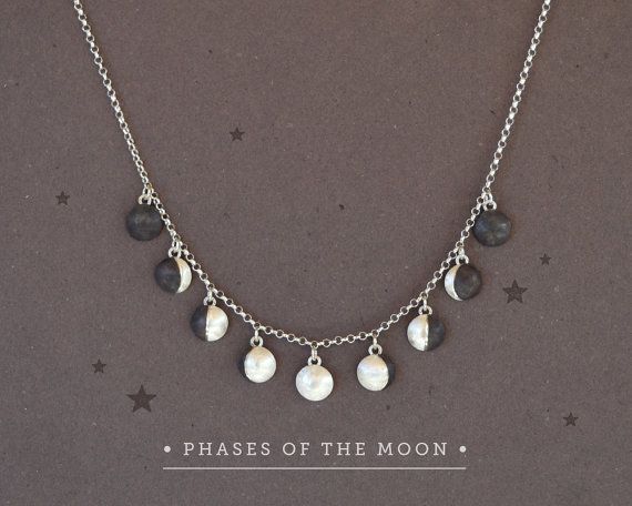 Astronomy Jewelry, Moon Phase Jewelry, Lunar Jewelry, Moon Necklace Silver, Moon Phases Necklace, Necklace Moon, Phases Of The Moon, Celestial Jewelry, Moon Jewelry