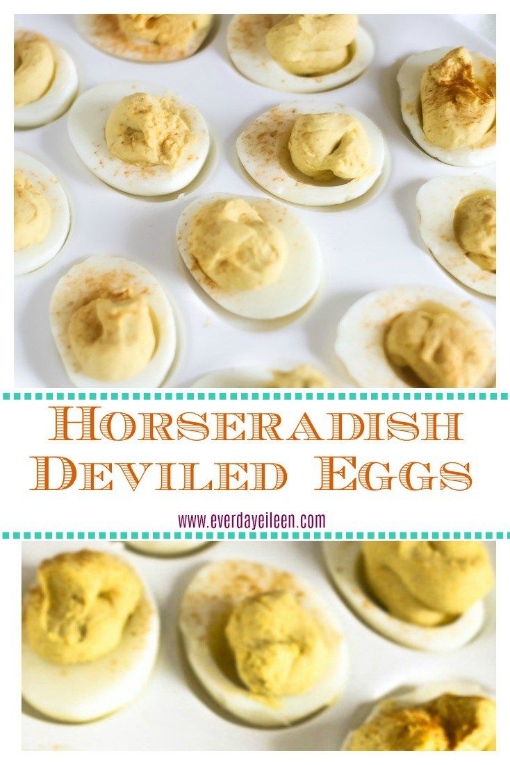 deviled eggs with horseradish on them are an easy and delicious appetizer