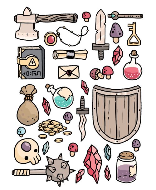 an image of various items that are in the shape of a shield and other things