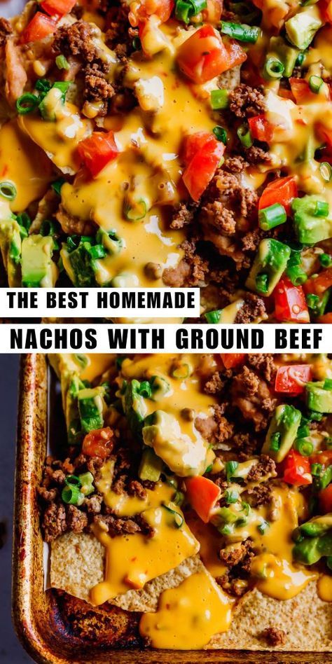 the best homemade nachos with ground beef and cheese is ready to be eaten