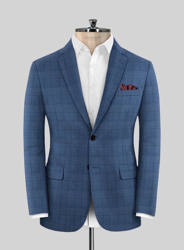 Look sharp as ever in our Napoleon Classic Royal Blue Check Jacket, an excellent pick for party wear. Crafted from a wool blend fabric, the versatile blue plaid will set you apart on any premium occasion or wedding to make you look smart as ever. 
 
 Look Includes   Napolean Classic Royal Blue Check Fabric  Two Button Jacket Style  Notch Lapel  Horn Royal Black Buttons  Single Vent  Three Cuff Buttons   140's Superfine Wool. 
 
 You can change the look during customization if required. 
 
 Linin Blue Check Suit, Distinguished Gentleman, Blue Suits, Check Jacket, Check Suit, Designer Suits For Men, Checked Jacket, Check Fabric, Button Jacket