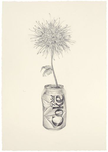 a drawing of a can with a dandelion in it and the word coke on it