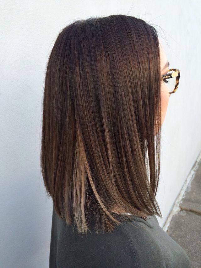 HAIR Haircut For Brunette Long Hair, Thick Medium Wavy Hair, Medium Length Hair Straight Cut, Brown Lob, Lily Aldrin, Peekaboo Highlights, Jamie Chung, Long Bob Hairstyles, Hair Color And Cut