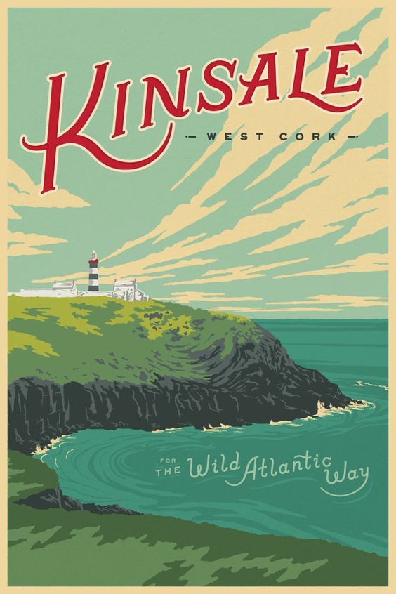 a poster advertising kinsale west cork in the wild atlantic way by national parks