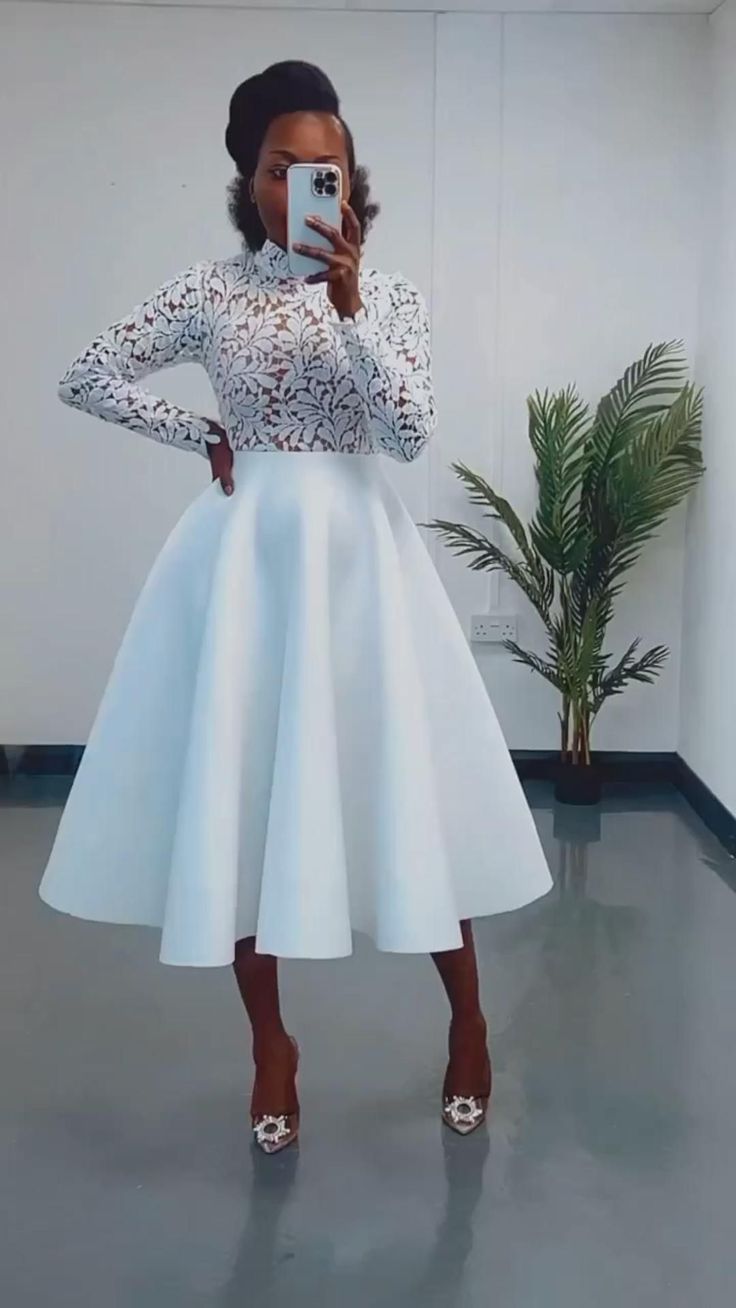 African Wedding Reception Dress, African Wedding Reception, Elegant Lace Dresses, Lace Dresses For Women, White Flare Dress, Lace Dress Classy, Modest Dresses Fashion, Classy Gowns, Chic Dress Classy