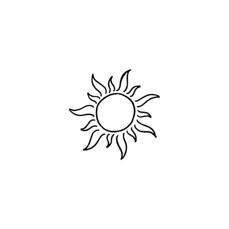 a black and white drawing of a sun