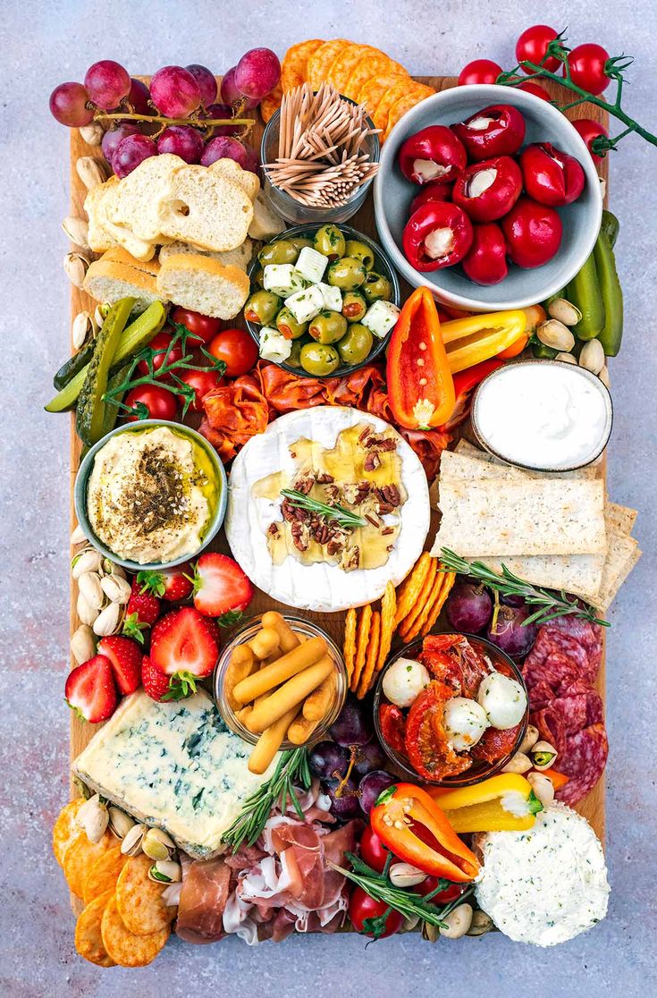 a platter filled with lots of different types of food