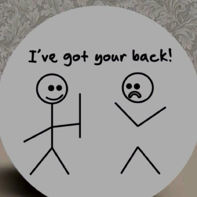 two stickers that say i've got your back and one with an angry face