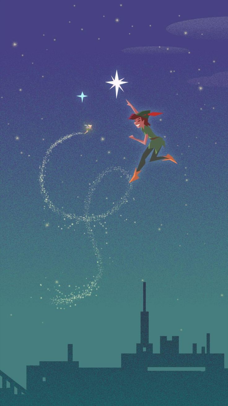 a cartoon girl flying through the air with a star above her head and stars in the sky