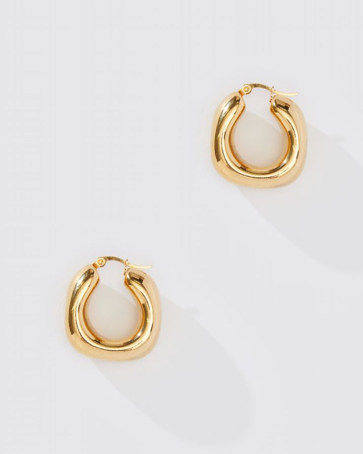 22k gold plated Hypoallergenic Gold chunky hoop Post back closure Measurement approx. 1.75" Western Hats, Gold Earring, Gift Vouchers, Dainty Earrings, Jewelry Earrings Hoops, Gold Hoop, 22k Gold, Gold Hoop Earrings, Handbags On Sale