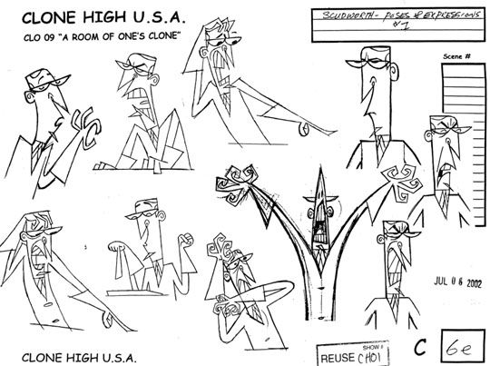 some drawings from the cartoon series clone high u s a