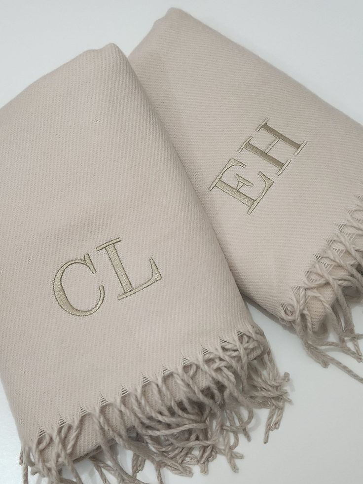 These embroidered scarfs can be embroidered with either a name or initials. Just please let me know when ordering. Scarf Embroidery, Personalized Scarves, Embroidered Scarf, Colour Matching, Scarf Gift, Personalized Embroidered, Embroidery Inspiration, A Name, Scarfs