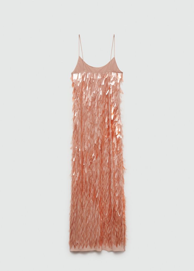 Low-cut teardrop sequinned dress - Women | MANGO USA Sequin Slip Dress, Couleur Rose Pastel, Sequinned Dress, Pleated Satin Dress, Best Party Dresses, Turtleneck Midi Dress, Garment Cover, Long Sleeve Gown, Black Party Dresses