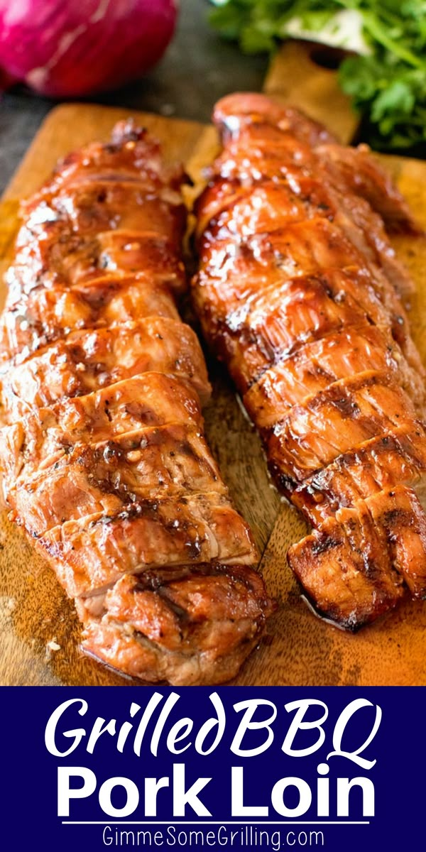 grilled bbq pork loin on a cutting board