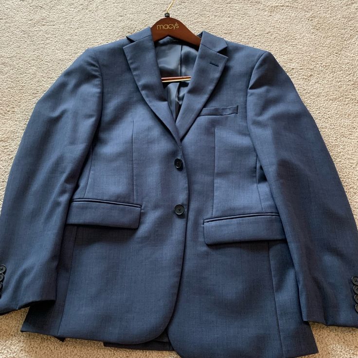 Navy Suit By Calvin Klein Worn Once- Pictured On Pants- Size 30/28 Jacket- Size 36 Short (Fits Mens Small) Navy Suit, Blazer Suit, Mens Suits, Calvin Klein, Man Shop, Navy, Pants, Red, Color