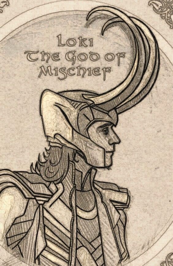 a drawing of loki the god of misher