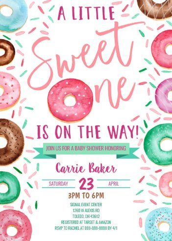 a little sweet one is on the way with donuts and sprinkles