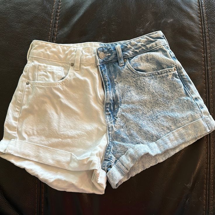 Pacsun High Waisted Jean Shorts Size: Waist 25 Great Condition Never Worn Color: Blue And White Blue Summer Jean Shorts For Day Out, Blue Jean Shorts For Beach Summer, Blue Summer Jean Shorts For Beach Season, White Summer Denim Bottoms, Blue Jean Shorts For Summer Vacation, White Denim Summer Bottoms, White Summer Jean Shorts For A Day Out, Summer Blue Jean Shorts For Beach, Blue Summer Jean Shorts For Beach