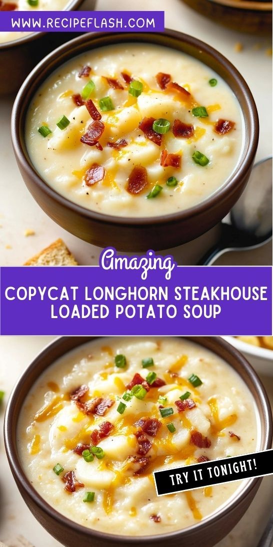 two bowls filled with potato soup and topped with bacon