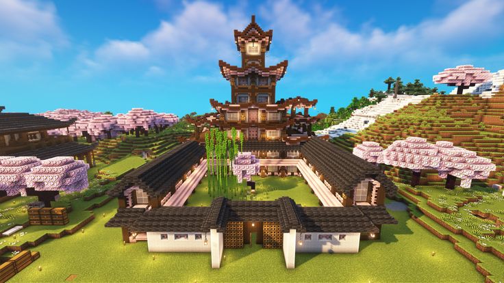 Japanese Temple Minecraft House Build Cherry Japanese Temple Minecraft, Minecraft Japanese Temple, Temple Minecraft, Minecraft Storage, Minecraft Japanese, Japanese Bedroom, Minecraft Bedroom, Cute Minecraft Houses, Japanese Temple