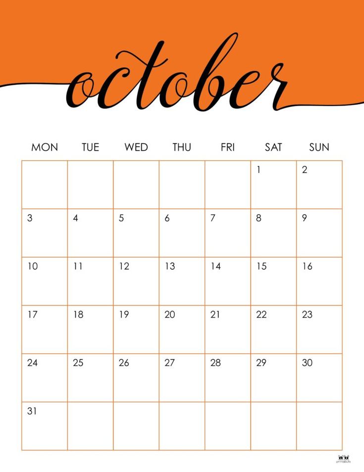 an october calendar with the word october on it