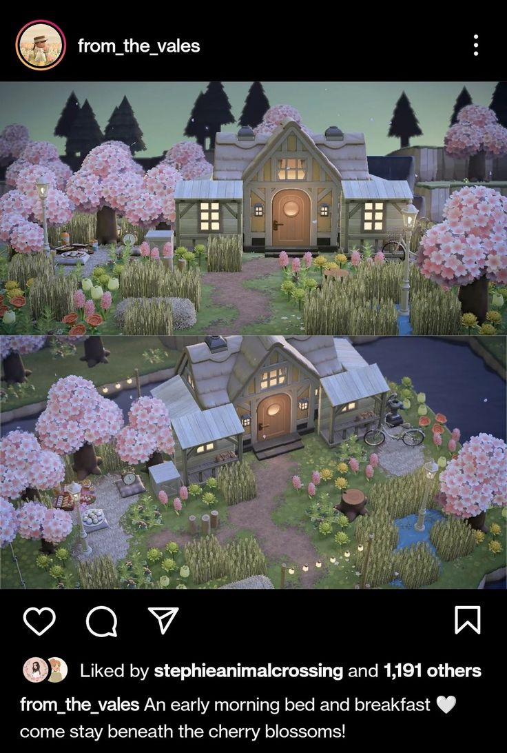 an animated house surrounded by trees and flowers with the caption from the vales