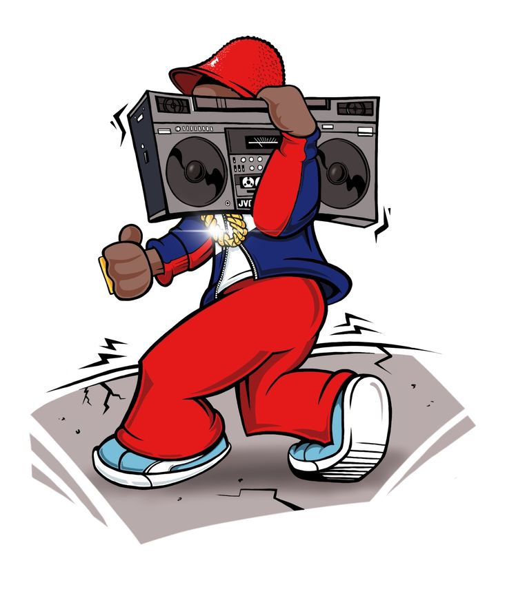 an image of a cartoon character holding a boombox