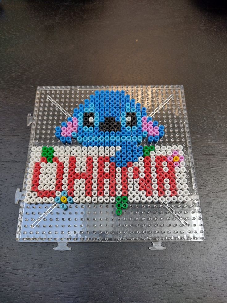 Beads inspiration Ohana Perler Bead Patterns, Angel From Lilo And Stitch Perler Beads, Perler Beads Stitch Disney, Up Perler Bead Pattern, Small Stitch Perler Bead Patterns, Stitch Melty Beads, Stitch Pearl Beads, Disney Fuse Beads, Perler Beads Ideas Stitch