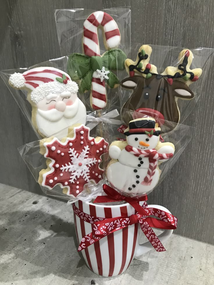 christmas cookies in a gift box with candy canes