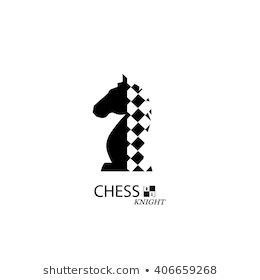 the logo for chess knight, which is designed with black and white checkerboard