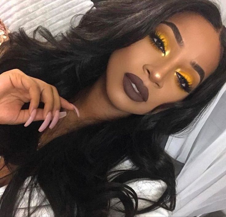 Mekap Mata, Yellow Makeup, Yellow Eyeshadow, Birthday Makeup, Smink Inspiration, Gold Eyeshadow, Beauty Make-up, Dark Skin Makeup, Makeup For Black Women