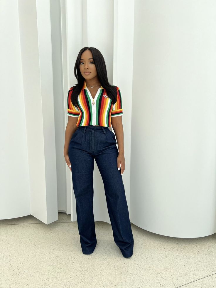 Teacher Outfits Fall Black Women, Young Teacher Outfits Black Women, Bcba Outfits, Teacher Outfit Black Women, Wide Leg Jeans Outfit Black Women, Dress Down Friday Work Black Women, Colorful Work Outfits Women, Easy Business Casual Outfits, Rbt Work Outfit