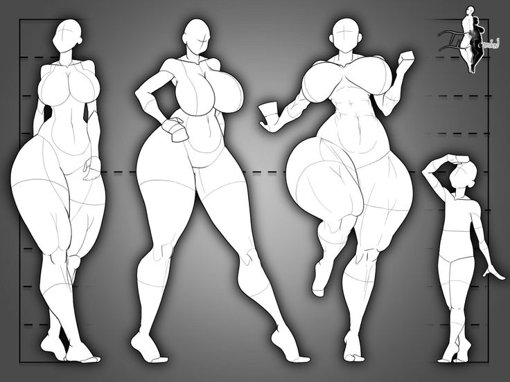 three female body shapes are shown in black and white