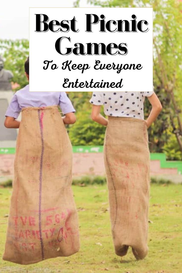 two women carrying bags with the words best picnic games to keep everyone entertained on them