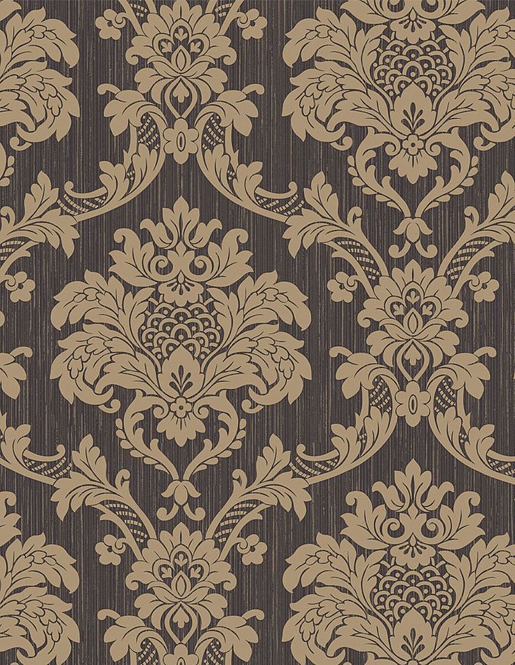 a brown and beige wallpaper with an ornate design