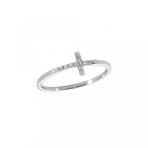 Gold & Pavé Diamond Bent Cross Ring Elegant Cross-shaped White Gold Ring, Elegant White Gold Cross Ring, White Gold Cross-shaped Promise Ring, Elegant Diamond Cross Ring, Elegant Cross-shaped Diamond Rings, Elegant Cross Rings With Diamond Accents, White Gold Cross Ring For Formal Occasions, Minimalist Cross Ring For Anniversary, Formal White Gold Cross Ring