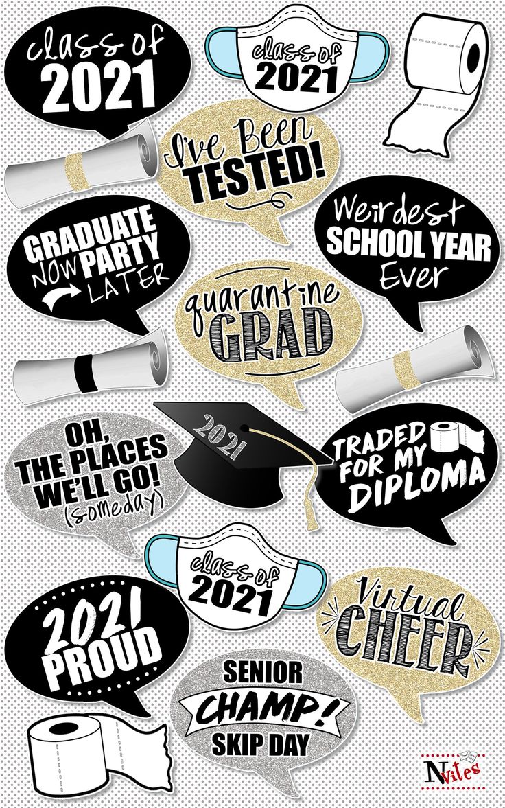 some black and white speech bubbles that say congratulations to the class of 2020, which has been