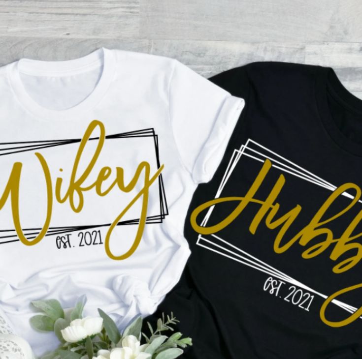 Wifey / Hubby Are The Perfect Couple Shirts To Have In Your Wardrobe. Perfect! For Vacations & Newly Weds. Women Style Fitted S-Xl (If You Want Loose Fit Order Unisex) Men Style Unisex S-2xl Dm Sizes & Perference Once Purchased Anniversary Tshirt Design Ideas, Wedding Tshirts Ideas, Anniversary Shirts Matching Couples, Hubby And Wifey Shirts, Anniversary Outfits, Husband And Wife Shirts, Married Couple Shirts, Mr And Mrs Shirts, Husband Clothes