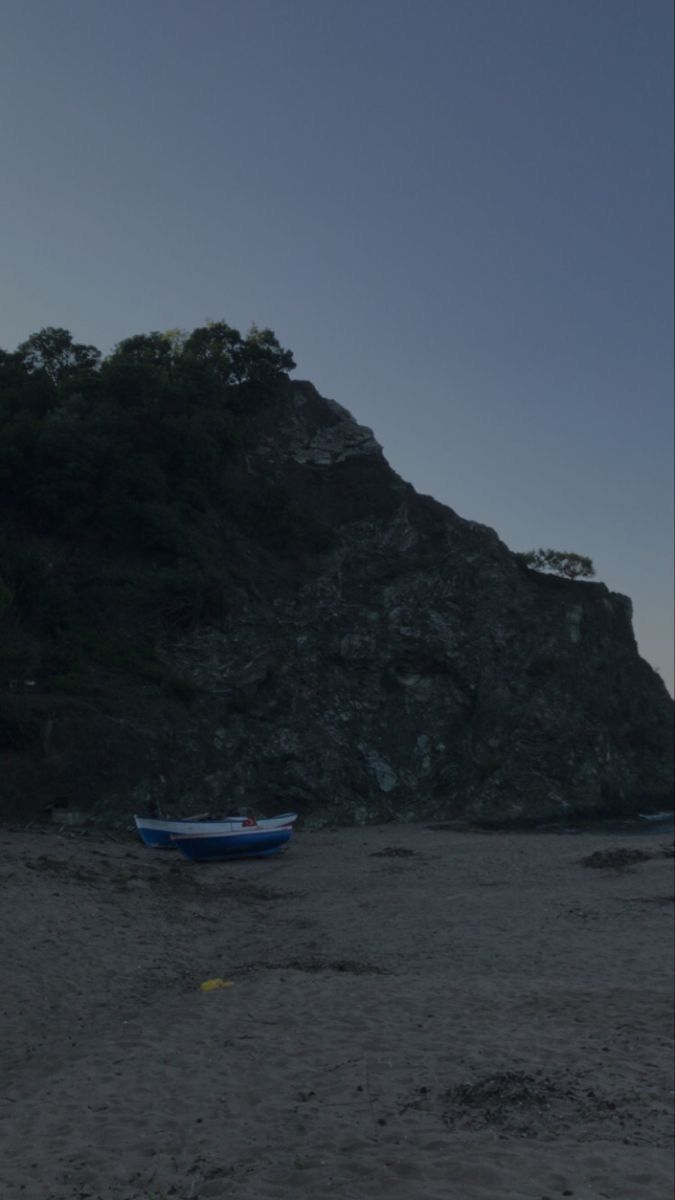 a boat sitting on top of a sandy beach