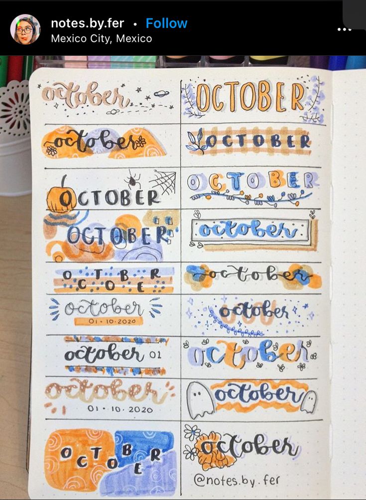 an open notebook with writing on it and the words october written in cursive