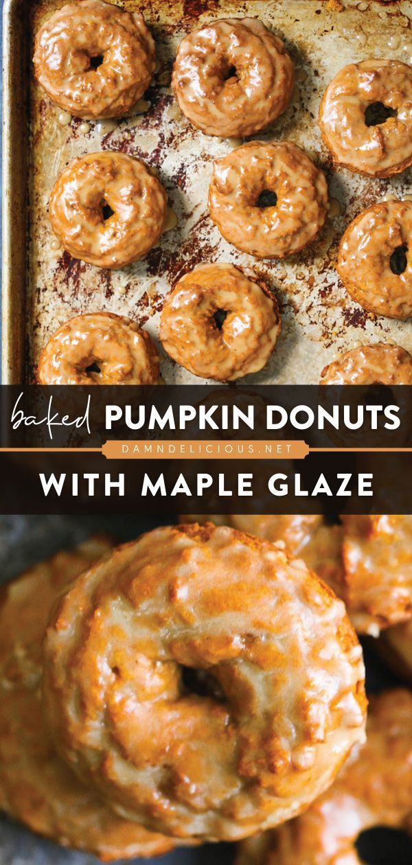 BAKED PUMPKIN DONUTS WITH MAPLE GLAZE, fall, pumpkin recipes, dessert ideas Homemade Donuts Recipe, Baked Donut Recipes, Fall Baking Recipes, Pumpkin Recipe, Pumpkin Recipes Dessert, Homemade Donuts, Maple Glaze, Baked Donuts, Baked Pumpkin