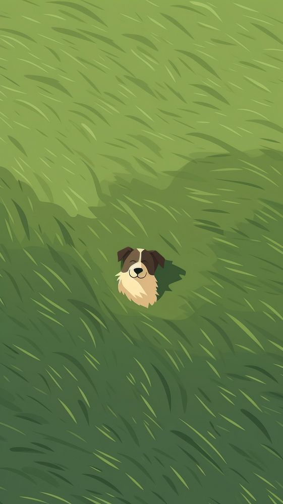 a dog laying in the grass looking at something