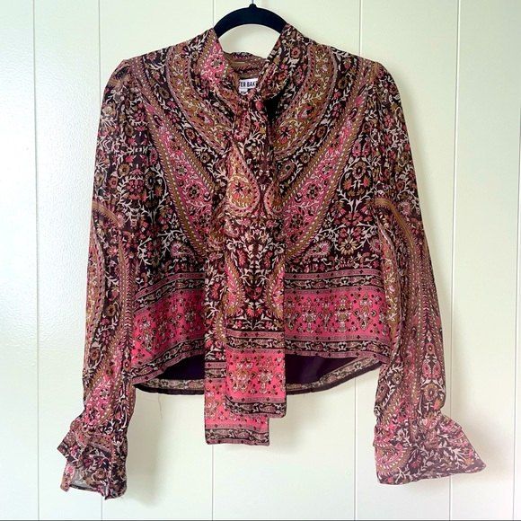 Brand New Never Worn Original Tag Included Walter Baker Brand Paisley Pattern Beautiful Fall Colors Boho Vibe Boxy & Cropped Ruffled Cuffs Lining Underneath - Sheer Sleeves 100% Polyester Loose Fit Blouse, Puff Sleeve Crop Top, Paisley Top, Balloon Sleeve Blouse, Floral Peplum, Leopard Print Blouse, Boho Vibe, Sleeves (women), Sheer Sleeves