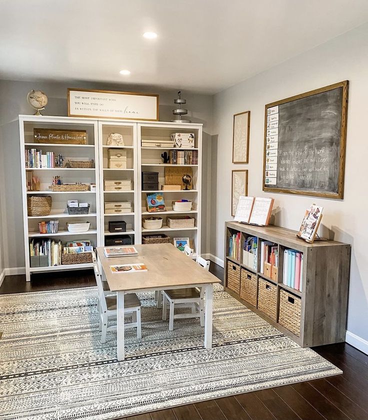 the room is clean and ready for us to use as a library or home office