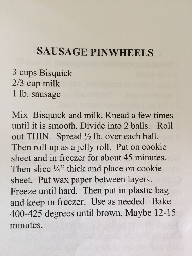 the recipe for sausage pinwheels is shown in an open book