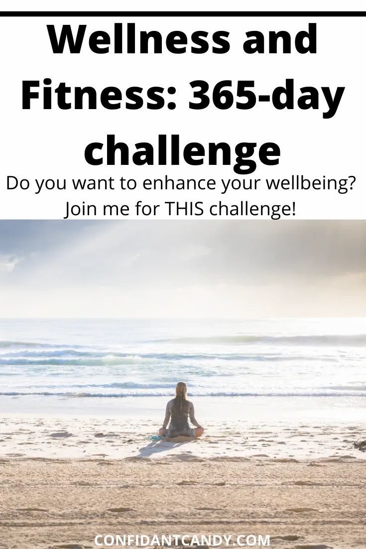 a woman meditating on the beach with text that reads, what is your health and fitness 365 - day challenge? do you want to enhance your well