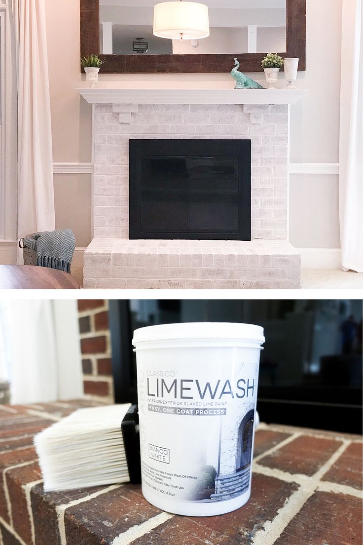 the before and after pictures show how to paint a brick fireplace with white paint on it