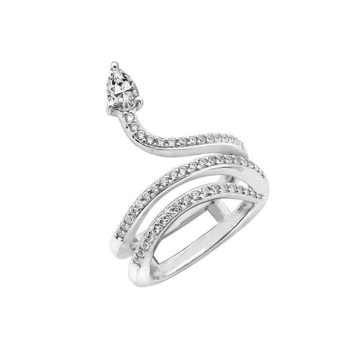 Snake-shaped Diamond Accented Jewelry For Anniversary, Fine Jewelry Snake Shape With Diamond Accents, Fine Jewelry With Diamond Accents In Snake Shape, Snake Shaped Jewelry With Diamond Accents For Anniversary, Diamond Snake Ring Fine Jewelry, Diamond Snake Ring With Diamond Accents, Fine Jewelry White Gold Snake Ring With Diamond Accents, Silver Snake-shaped Wedding Ring, Fine Jewelry Diamond Snake Ring