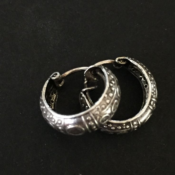 Approximately 0.5 inches in diameter Oxidized sterling silver Grunge Outfit, Tiny Hoop Earrings, Aesthetic Grunge Outfit, Aesthetic Grunge, Oxidized Sterling Silver, Silver Hoops, Silver Hoop Earrings, Grunge Outfits, Pure Silver